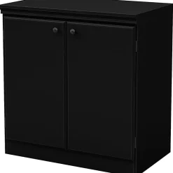 South Shore Furniture Morgan Storage Cabinet, 2-Shelf, Black