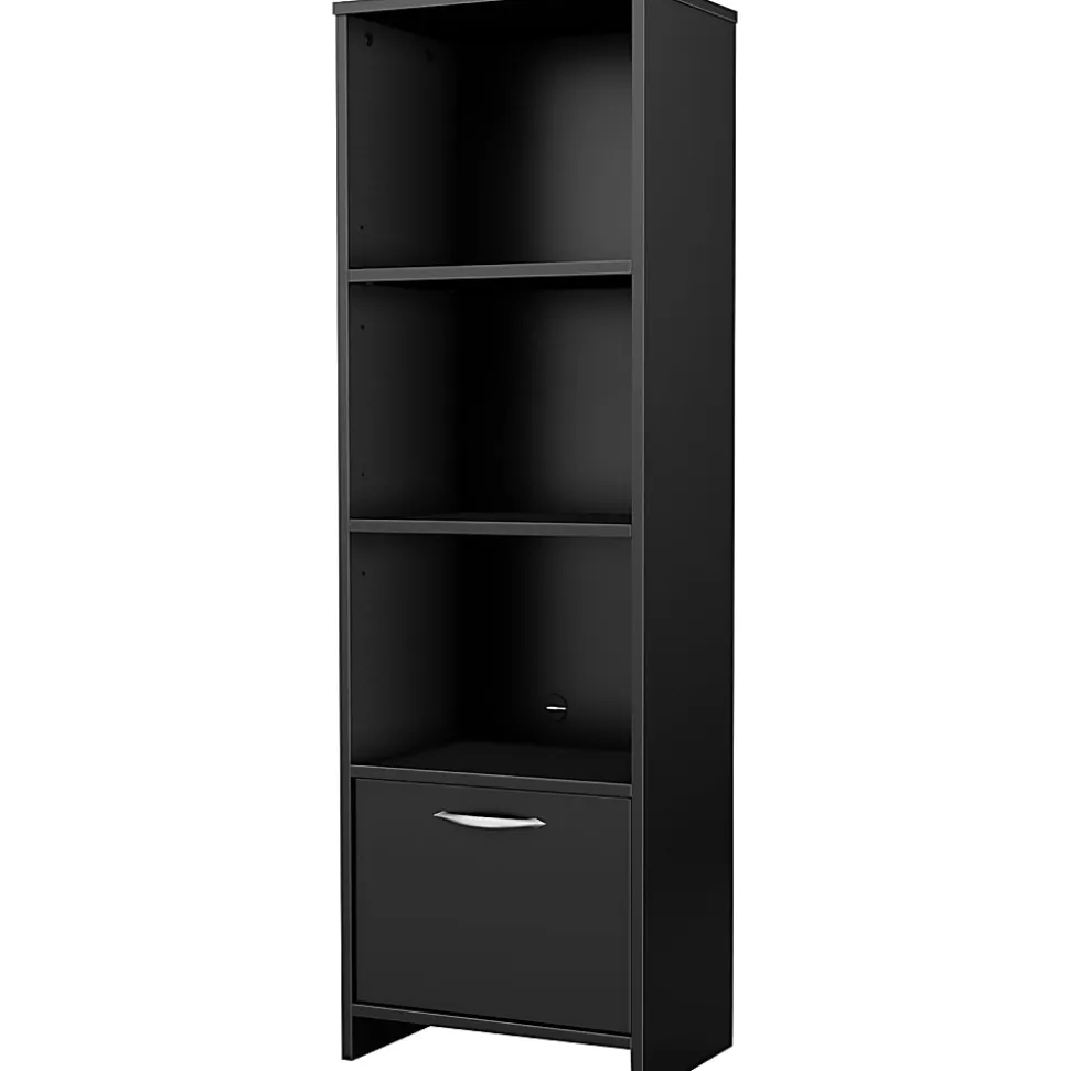 South Shore Step One 55"H 3-Shelf Bookcase, Pure Black