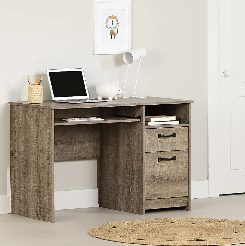 South Shore Tassio 44" W Rectangular Desk, Weathered Oak