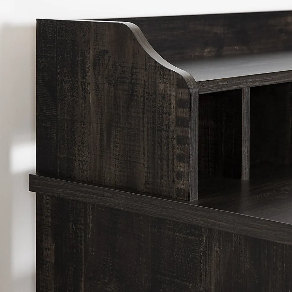 South Shore Versa 45"W Computer Desk With Hutch, Rubbed Black