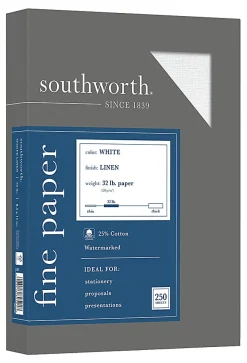 Southworth® Cotton Linen Business Multi-Use Printer & Copy Paper, White, Letter (8.5