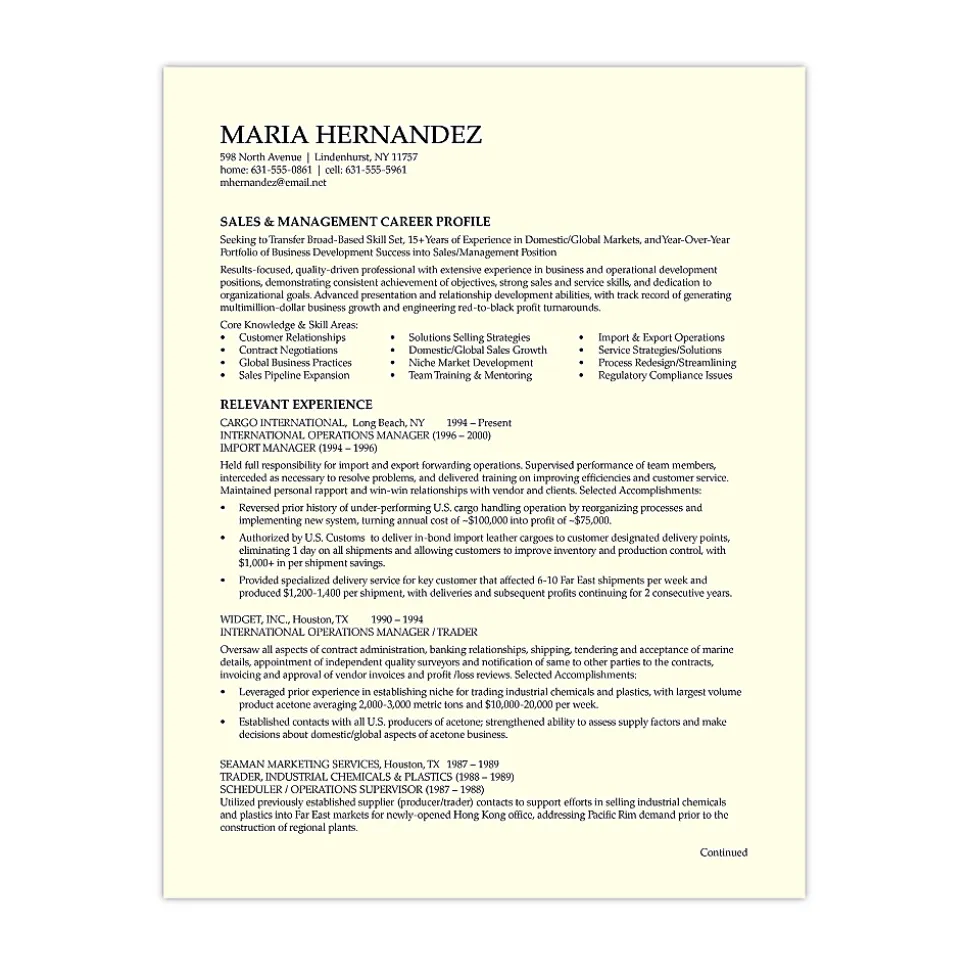 Southworth® 100% Cotton Résumé Paper, 8 1/2" x 11", 32 Lb, 100% Recycled, Ivory, Pack Of 100
