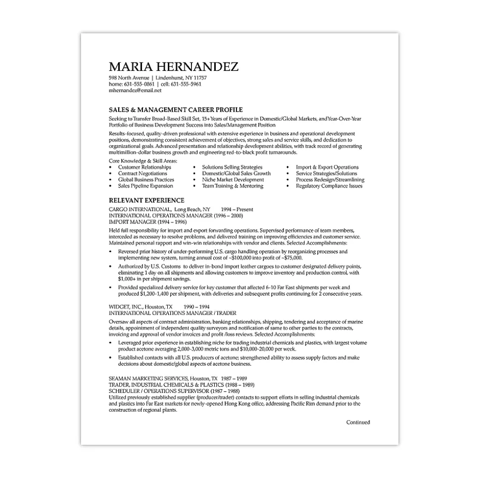 Southworth® 100% Cotton Résumé Paper, 8 1/2" x 11", 24 Lb, 100% Recycled, White, Pack Of 100