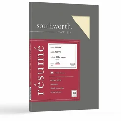 Southworth® 100% Cotton Résumé Paper, 8 1/2" x 11", 24 Lb, 100% Recycled, Ivory, Pack Of 100