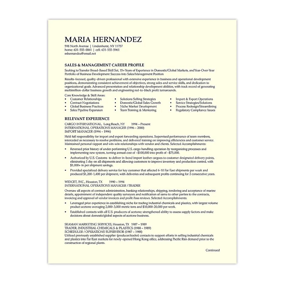 Southworth® 100% Cotton Résumé Paper, 8 1/2" x 11", 24 Lb, 100% Recycled, Ivory, Pack Of 100