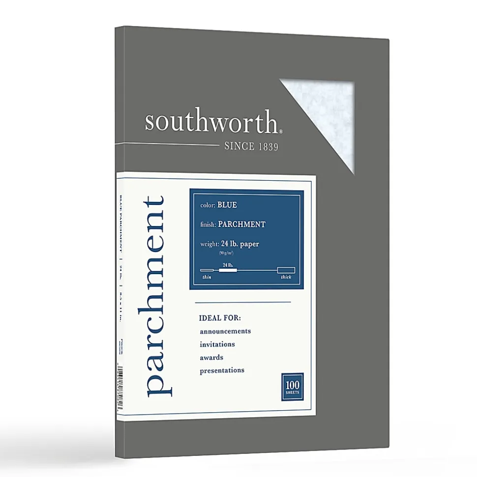 Southworth® Parchment Specialty Paper, 8.5" x 11", 24 Lb, Blue, Pack Of 100