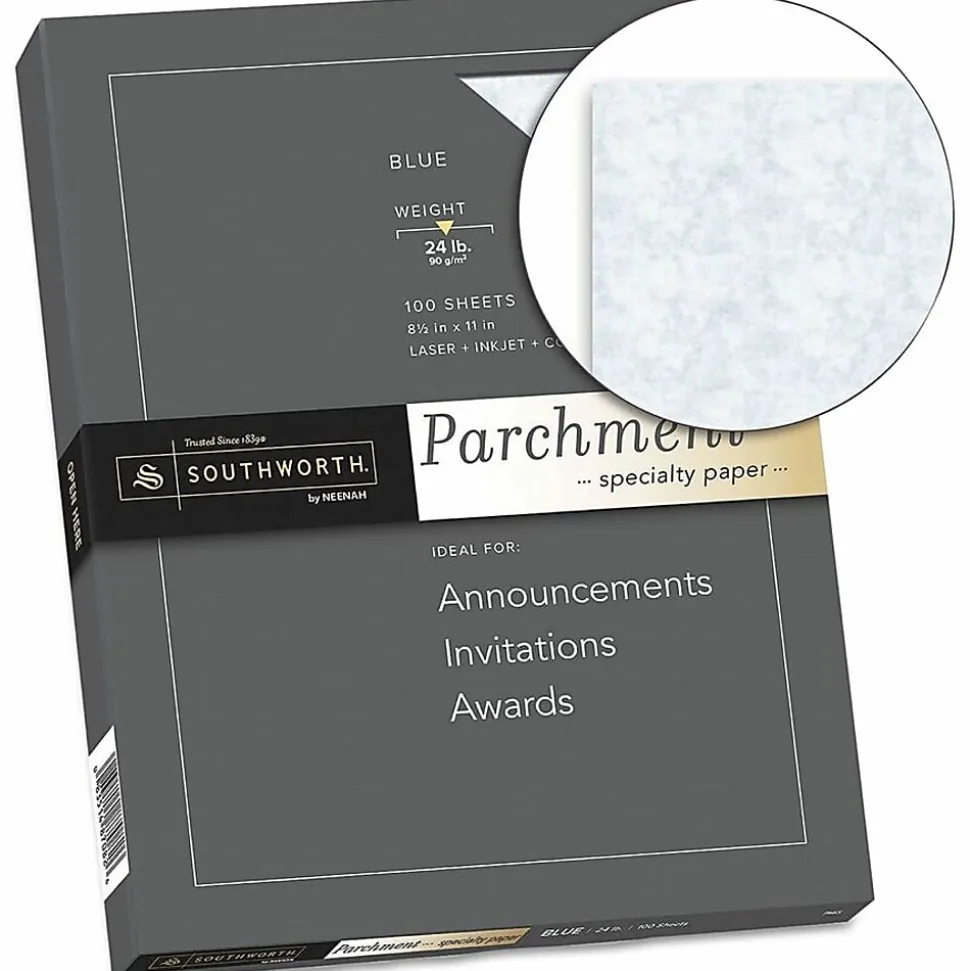Southworth® Parchment Specialty Paper, 8.5" x 11", 24 Lb, Blue, Pack Of 100