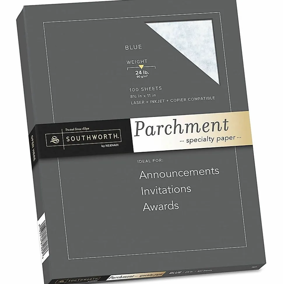 Southworth® Parchment Specialty Paper, 8.5" x 11", 24 Lb, Blue, Pack Of 100