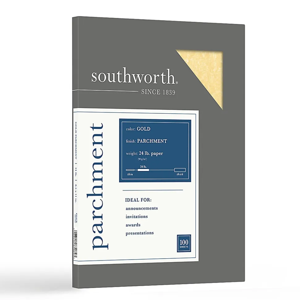 Southworth® Parchment Specialty Paper, 8 1/2" x 11", 24 Lb, Gold, Pack Of 100