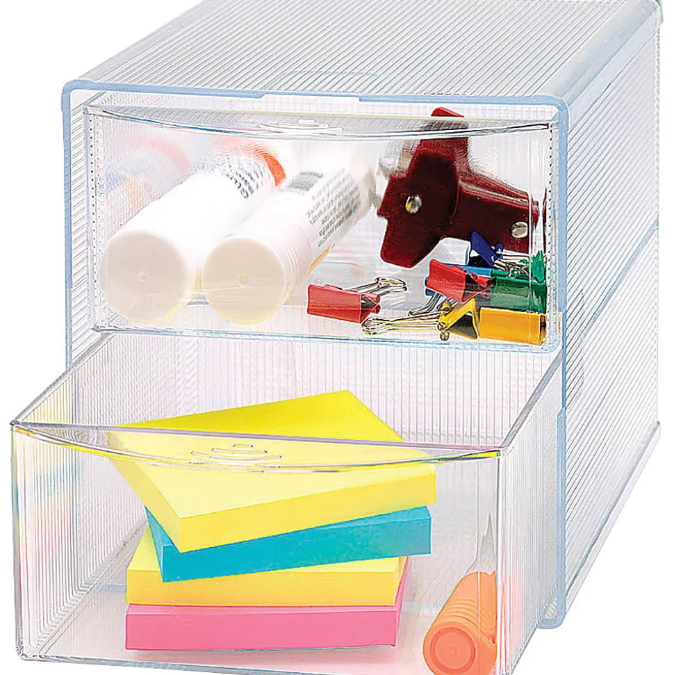 Sparco® 2-Drawer Storage Organizer, 6"H x 6"W x 6"D, Clear