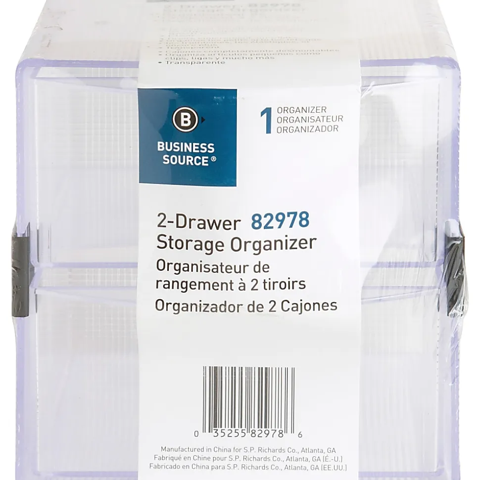 Sparco® 2-Drawer Storage Organizer, 6"H x 6"W x 6"D, Clear