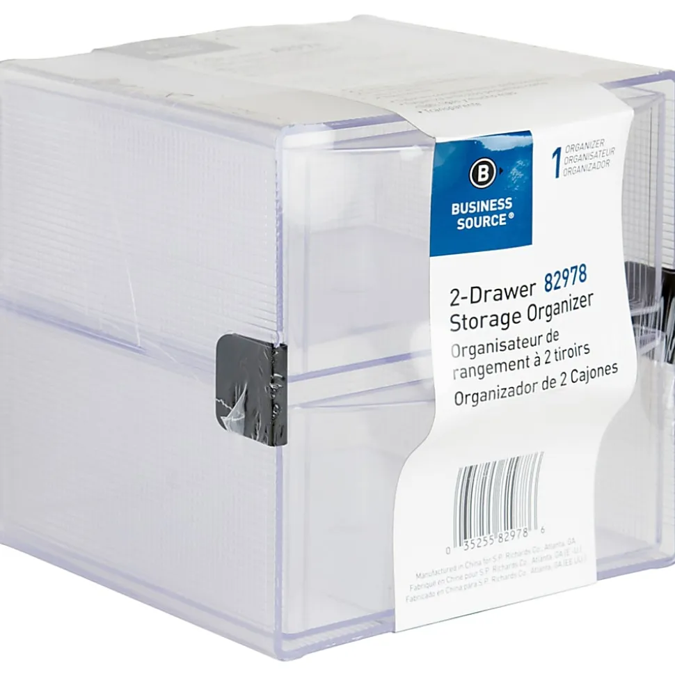 Sparco® 2-Drawer Storage Organizer, 6"H x 6"W x 6"D, Clear