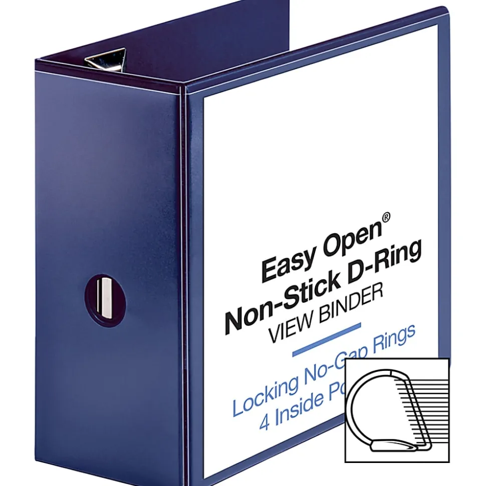 Sparco Easy-Open View 3-Ring Binder, 5" D-Rings, Navy
