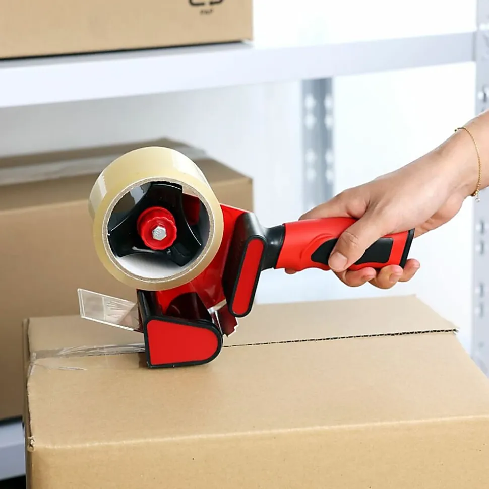 Sparco Handheld Tape Dispenser - 3" Core - Refillable - Ergonomic Design, Adjustable Tension Mechanism, Durable - Red, Black - 1 Each