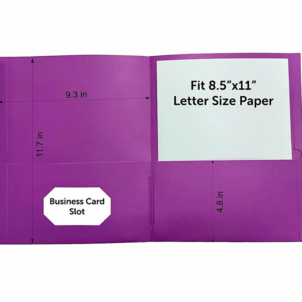 Sparco Leatherette 2-Pocket Letter Portfolio Folders, 8-1/2" x 11", Assorted Colors, Box Of 25 Folders