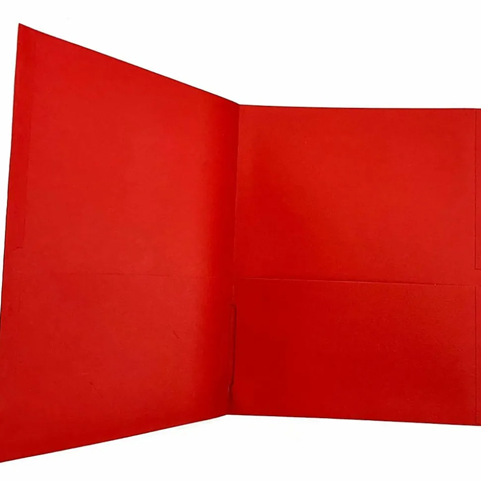 Sparco Leatherette Portfolio, 8-1/2" x 11", 2 Pocket, Red, Box of 25