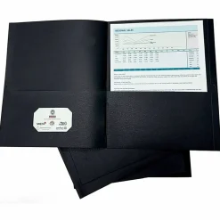Sparco Leatherette Portfolio, 8-1/2" x 11", 2 Pocket, Black, Box of 25