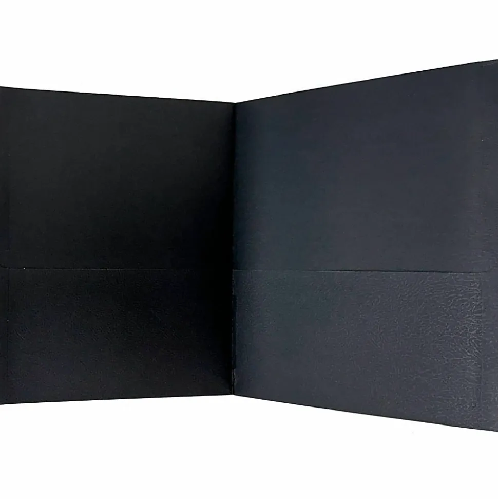 Sparco Leatherette Portfolio, 8-1/2" x 11", 2 Pocket, Black, Box of 25