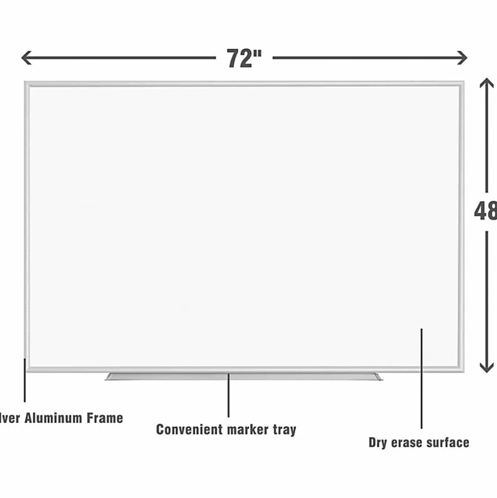Sparco Melamine Dry-Erase Whiteboard, 72" x 48", Aluminum Frame With Silver Finish