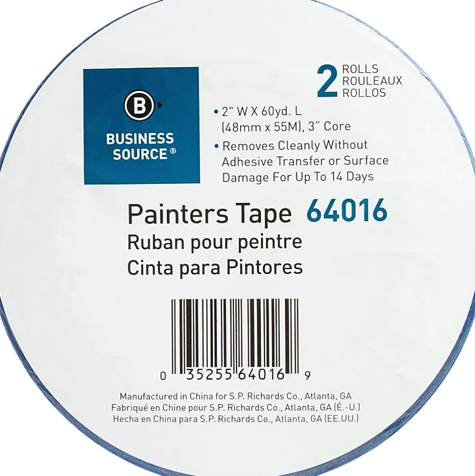 Sparco Multisurface Painter's Tape, 2" x 60 Yd., Smooth Finish, Blue, Pack Of 2