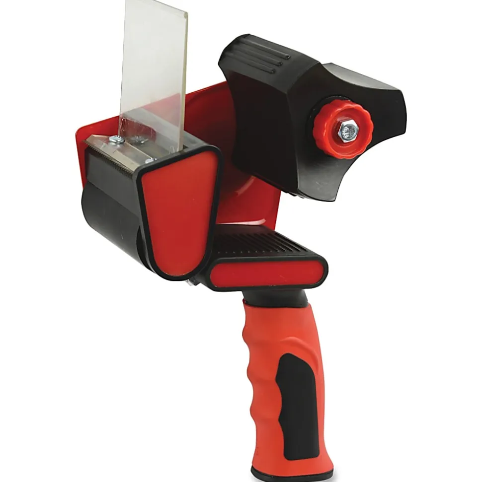 Sparco 3" Packaging Tape Dispenser - 3" Core - Ergonomic Design, Adjustable Tension Mechanism, Durable - Red, Black - 1 Each