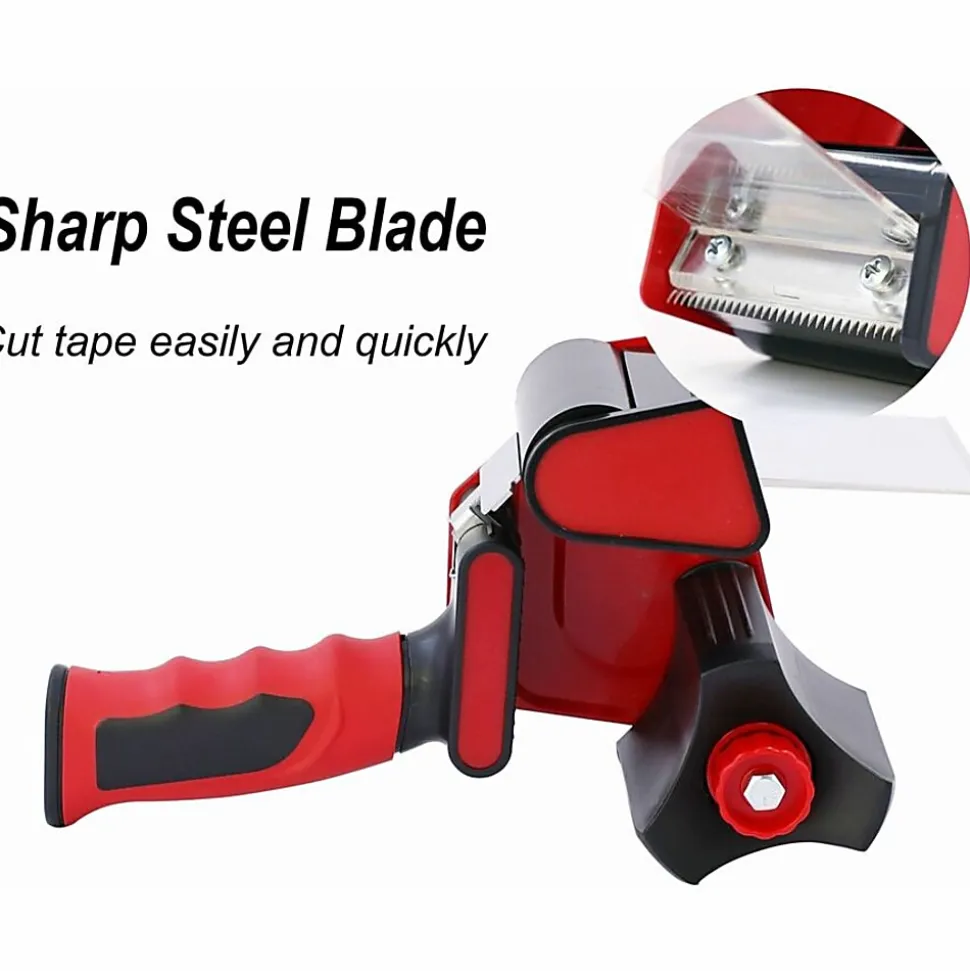 Sparco 3" Packaging Tape Dispenser - 3" Core - Ergonomic Design, Adjustable Tension Mechanism, Durable - Red, Black - 1 Each