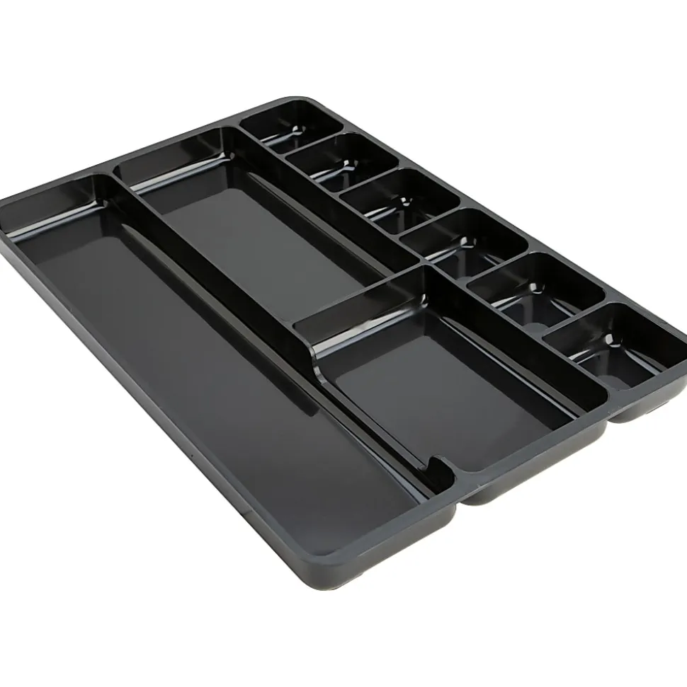 Sparco Plastic 9-Compartment Storage Organizer, 1 4/16" x 14" x 9 6/16", Black