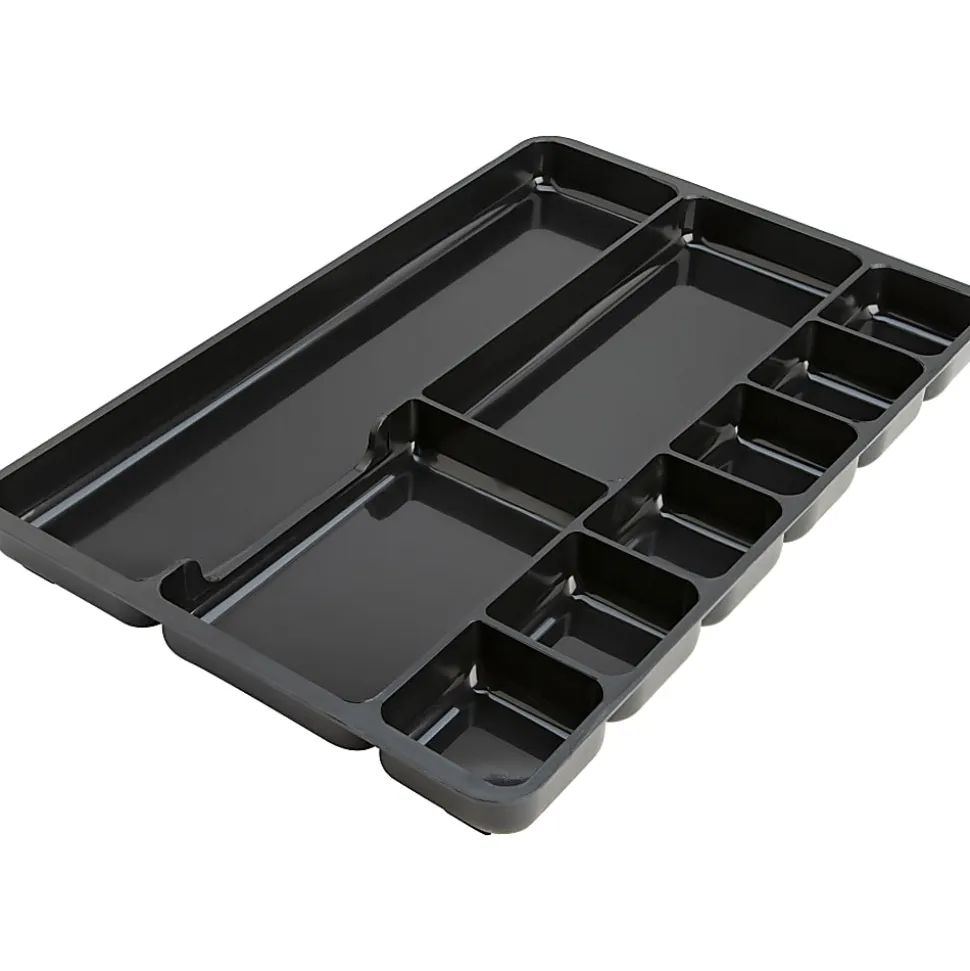 Sparco Plastic 9-Compartment Storage Organizer, 1 4/16" x 14" x 9 6/16", Black