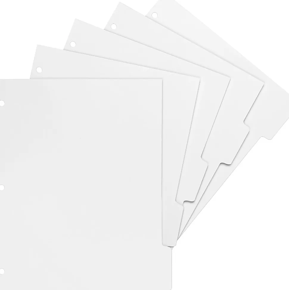 Sparco Print-On Tab Dividers, 3-Hole Punched, White, Box Of 50
