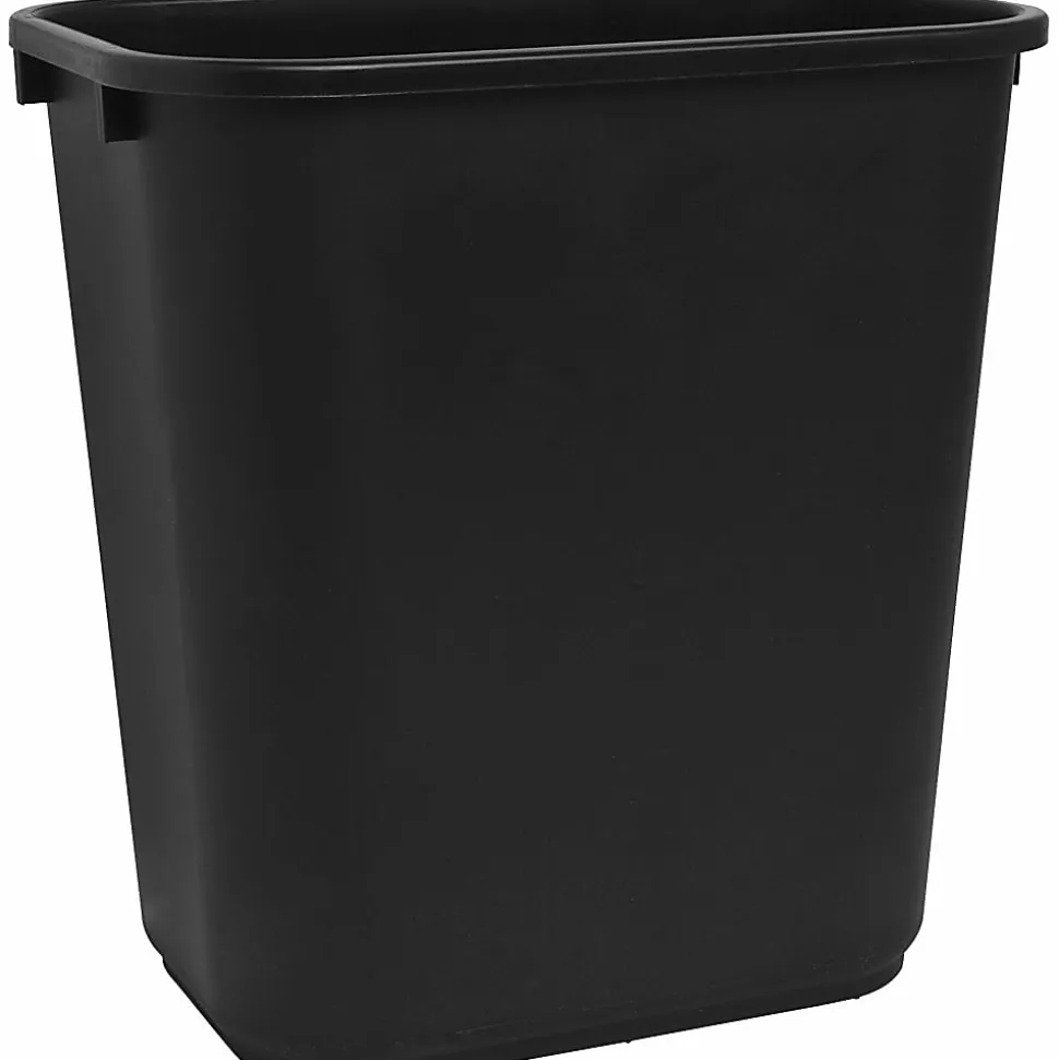 Sparco Rectangular Wastebasket, 7 Gallons, 15" x 14 1/2", Black
