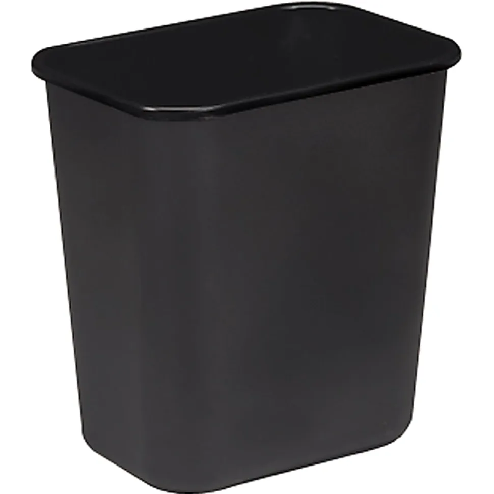Sparco Rectangular Wastebasket, 7 Gallons, 15" x 14 1/2", Black