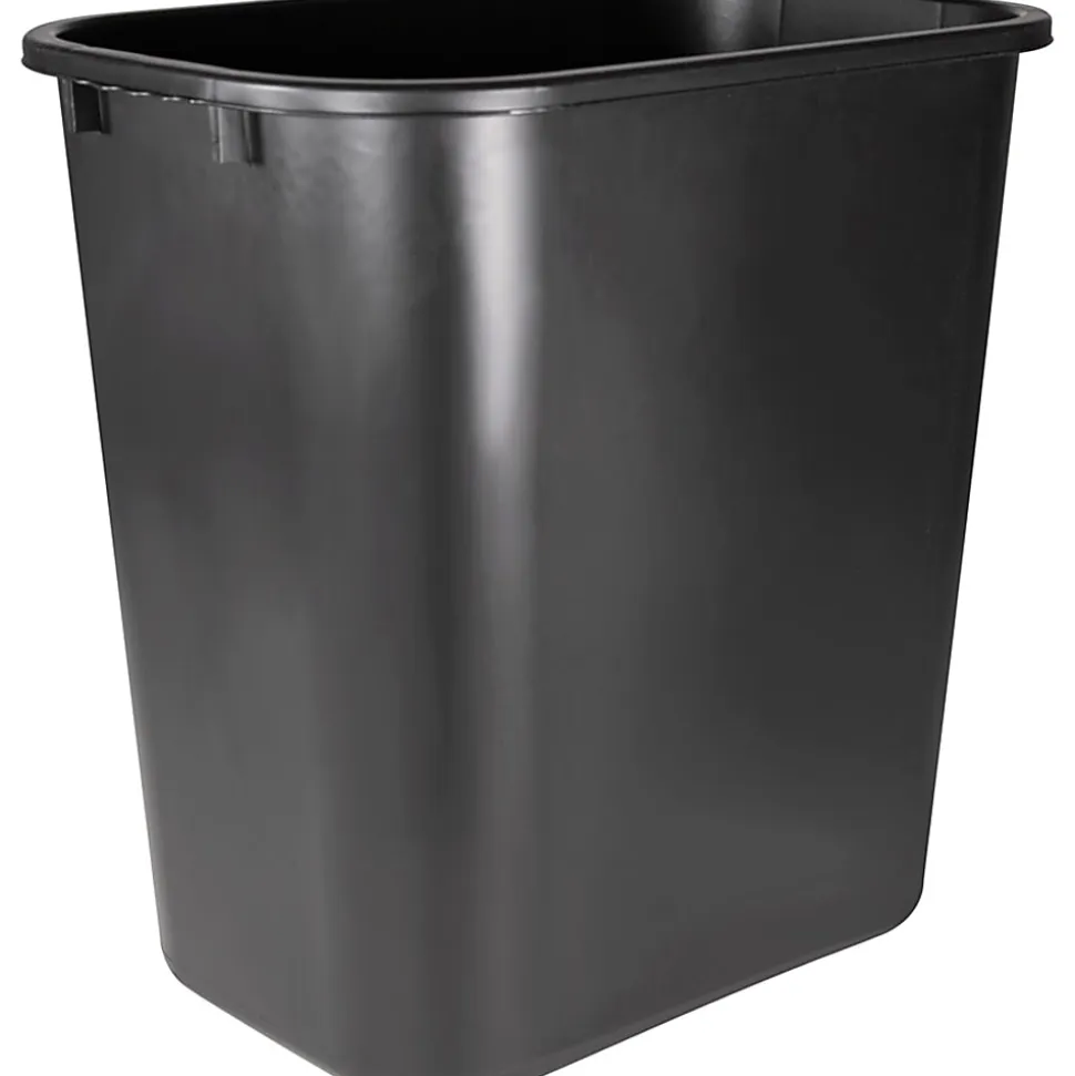 Sparco Rectangular Wastebasket, 7 Gallons, 15" x 14 1/2", Black