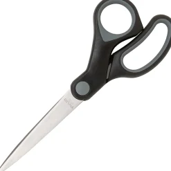Sparco Rubber Handle Scissors, 8", Pointed, Black/Gray