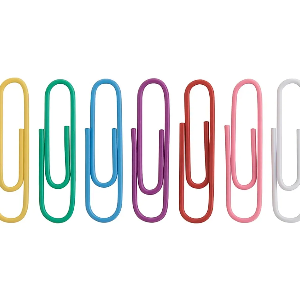 Sparco® Vinyl-Coated Gem Clips, Box Of 500, No. 1, Assorted Colors