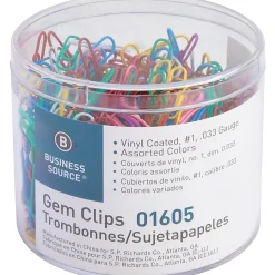 Sparco® Vinyl-Coated Gem Clips, Box Of 500, No. 1, Assorted Colors
