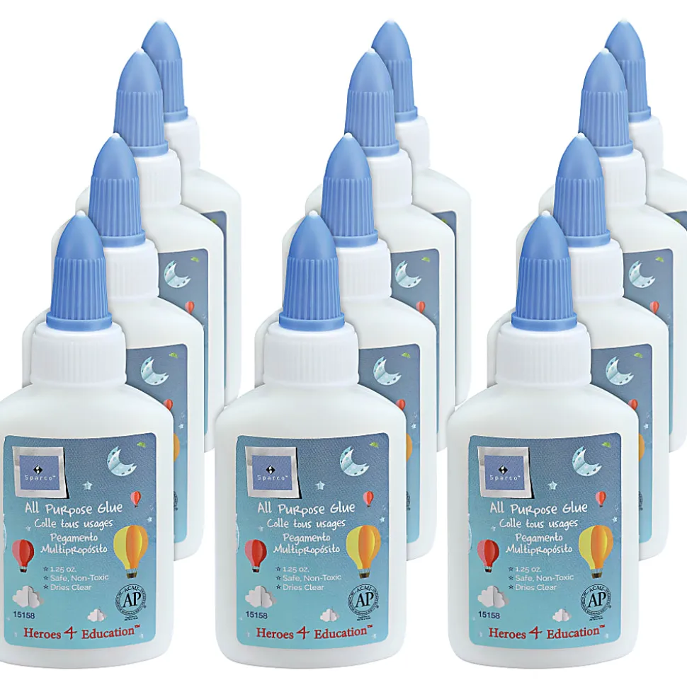 Sparco Washable School Glue, 1.25 Oz, White, Box Of 12 Bottles