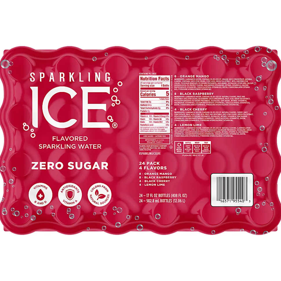 Sparkling Ice Fruit Frenzy Sparkling Water Variety Pack, 17 Oz, Pack Of 24 Bottles