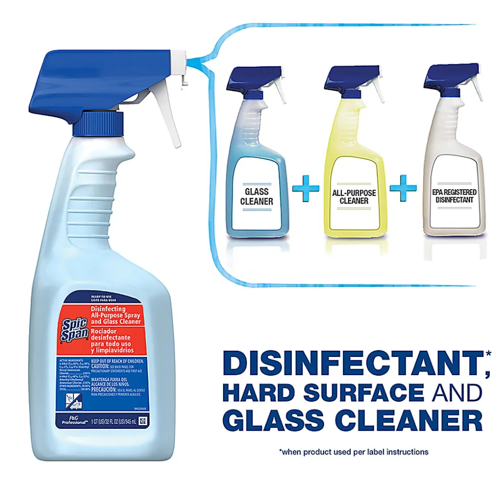 Spic And Span Disinfecting All-Purpose Cleaner Spray & Glass Cleaner, 32 Oz, Case Of 6 Bottles