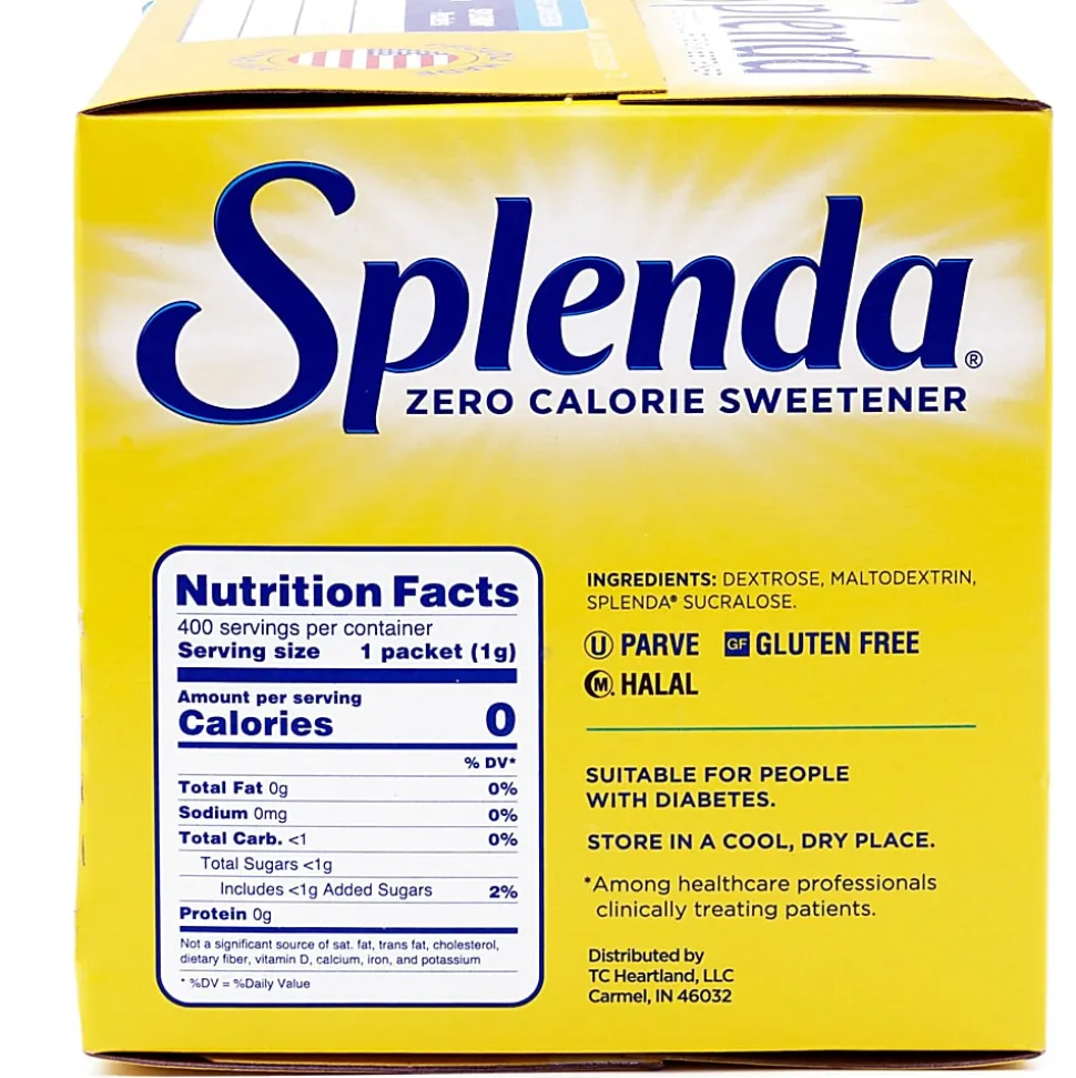 Splenda Single-serve Sweetener Packets - Packet - 0.035 oz (1 g) - Artificial Sweetener - 6/Carton - 400 Per Box