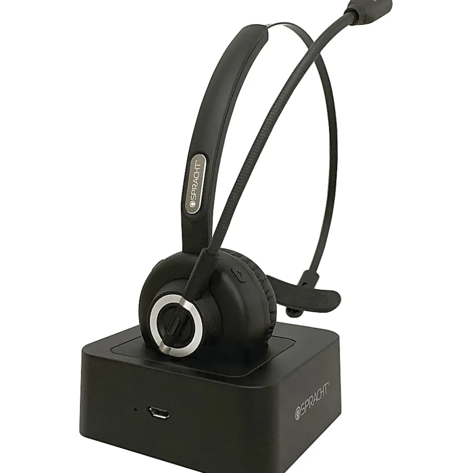 Spracht Mobile Office Headset - Wireless - Bluetooth - 33 ft - Over-the-head - Noise Cancelling Microphone - Noise Canceling - Black