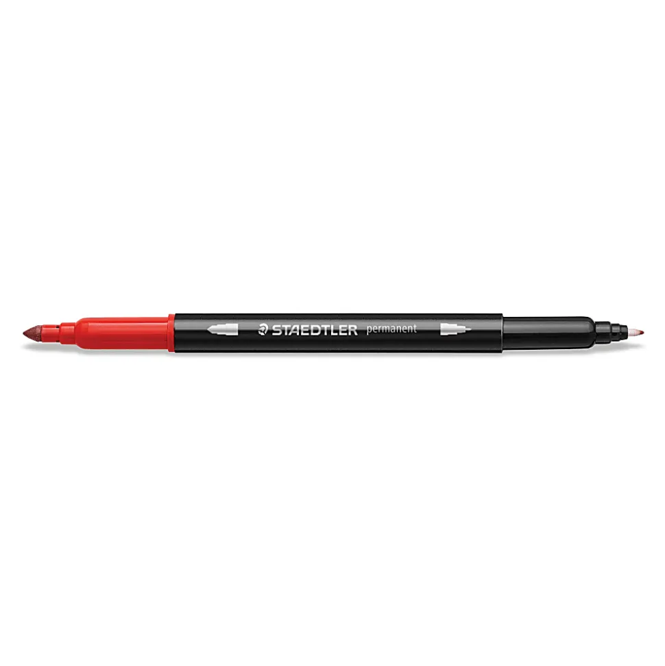 Staedtler Duo-Ended Markers, Fine/Ultra-Fine Points, Black Barrels, Assorted Ink Colors, Pack Of 18 Markers