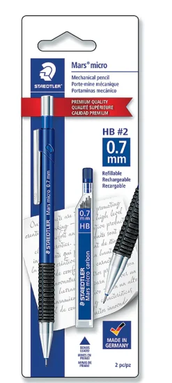 Staedtler-Mars® 775 Micro Mechanical Pencil With Refills, 0.7 mm, Blue Barrel