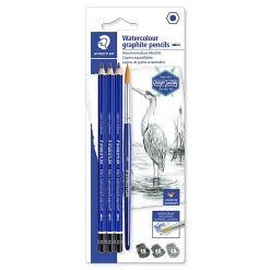 Staedtler® Mars 4-Piece Lumograph Graphite Watercolor Pencils Set, 8B/6B/4B