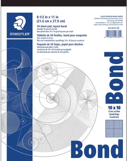 Staedtler® Non-Photo Cross-Section Drawing Paper, 10" x 10" Grid, 8 1/2" x 11", Pack Of 50 Sheets