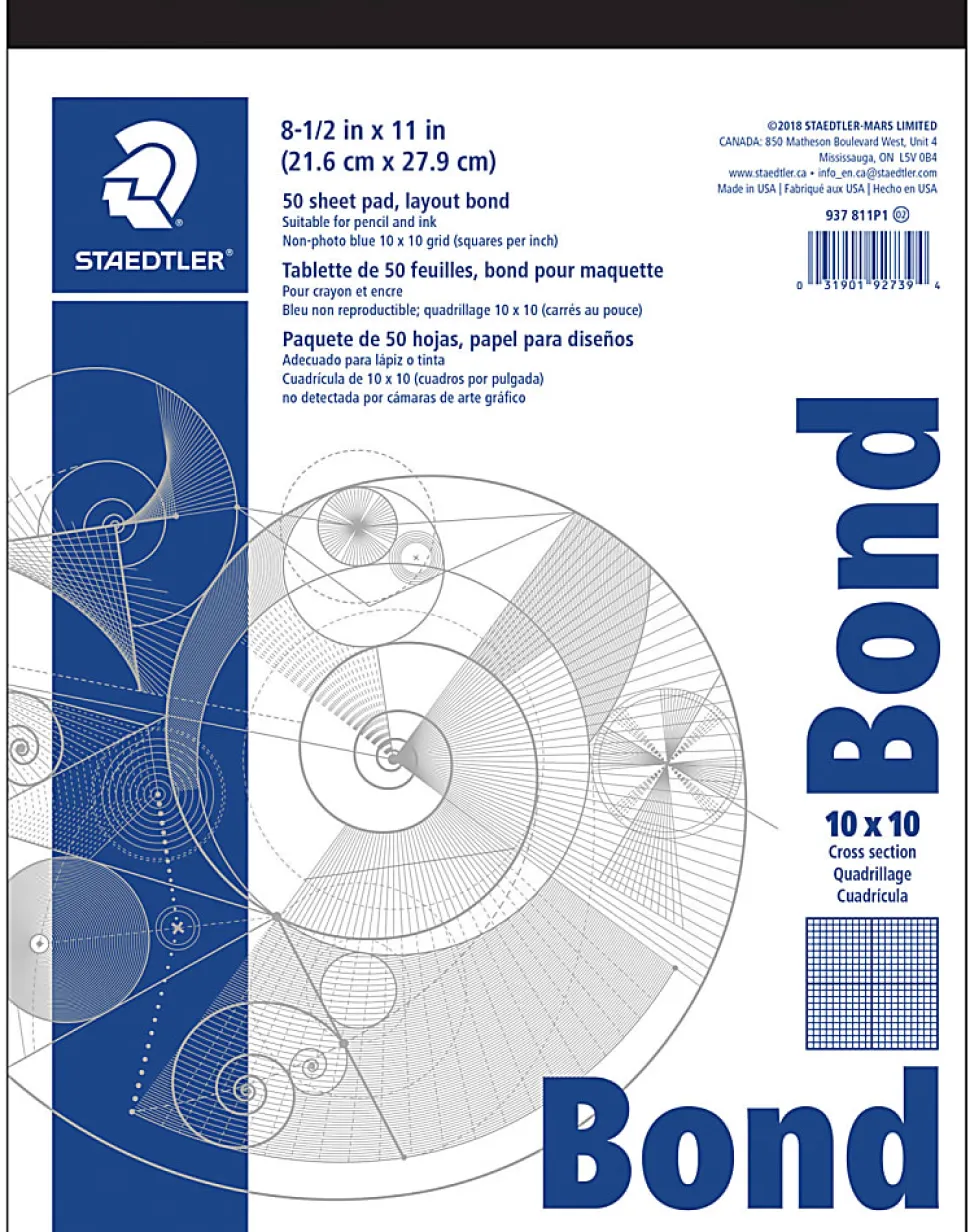 Staedtler® Non-Photo Cross-Section Drawing Paper, 10" x 10" Grid, 8 1/2" x 11", Pack Of 50 Sheets