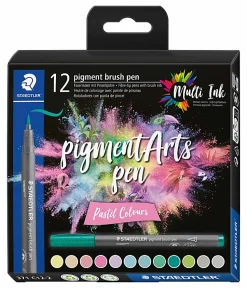 Staedtler Pigment Brush Pens, Pastel Colors, Set Of 12 Pens