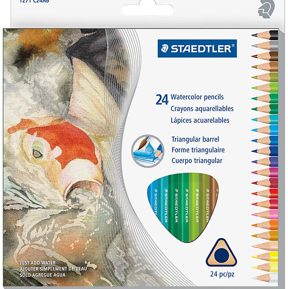 Staedtler® Watercolor Pencils, 5 mm, Assorted Colors, Box Of 24 Pencils