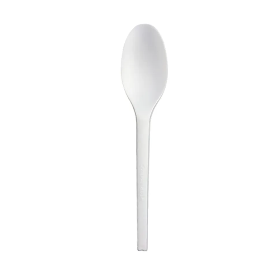 StalkMarket Compostable Cutlery Spoons, 6", White, Pack Of 1,000 Spoons