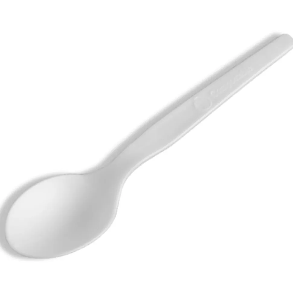 StalkMarket Compostable Cutlery Spoons, 6", White, Pack Of 1,000 Spoons