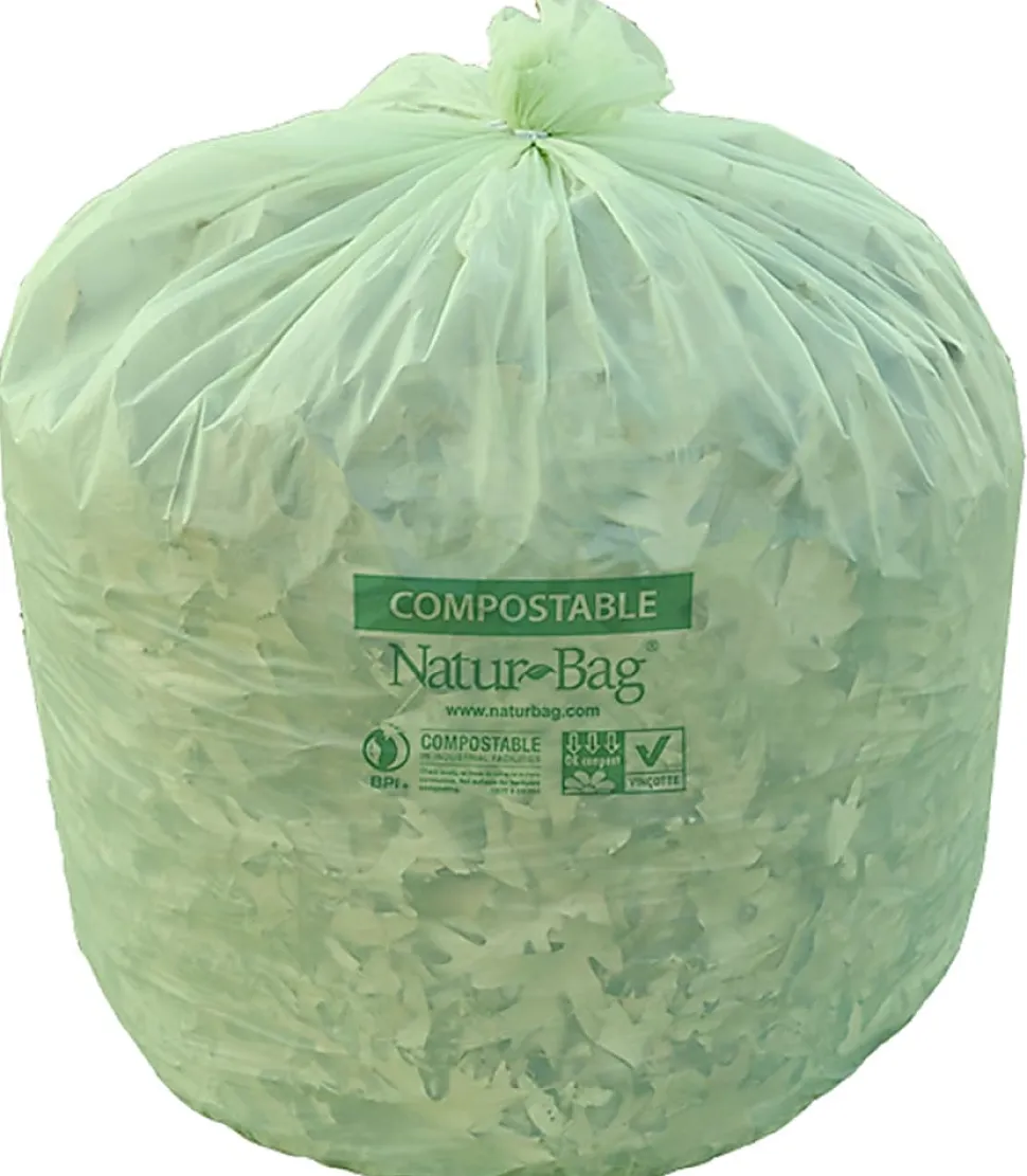 StalkMarket 0.8 Mil Compostable Trash Liners, 33 Gallons, Box Of 200 Bags